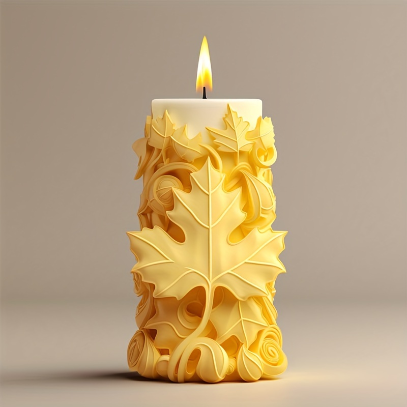 

1pcs Autumn Leaves Pillar Candle Silicone Mold, Diy Handmade Maple Leaf Aromatherapy Candle Making Mold