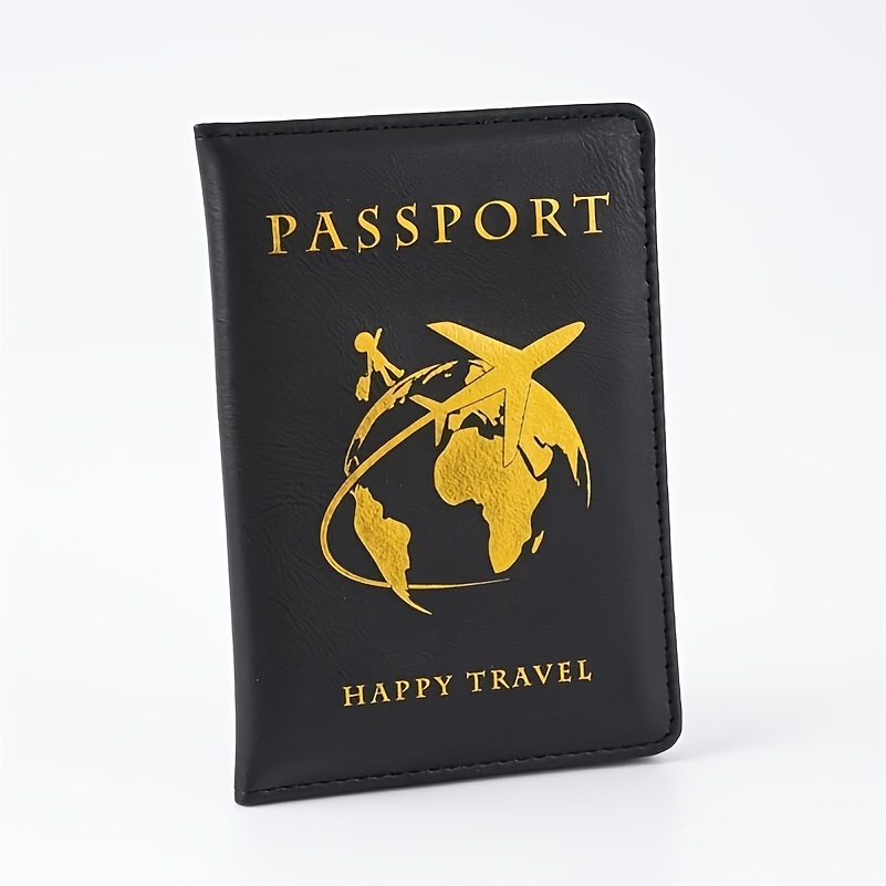 Image of 1pc Premium Synthetic Passport Holder – Compact, Foldable Travel Wallet With World For Vaccine Card & Id, 10x14cm (3.93x5.5 Inch)