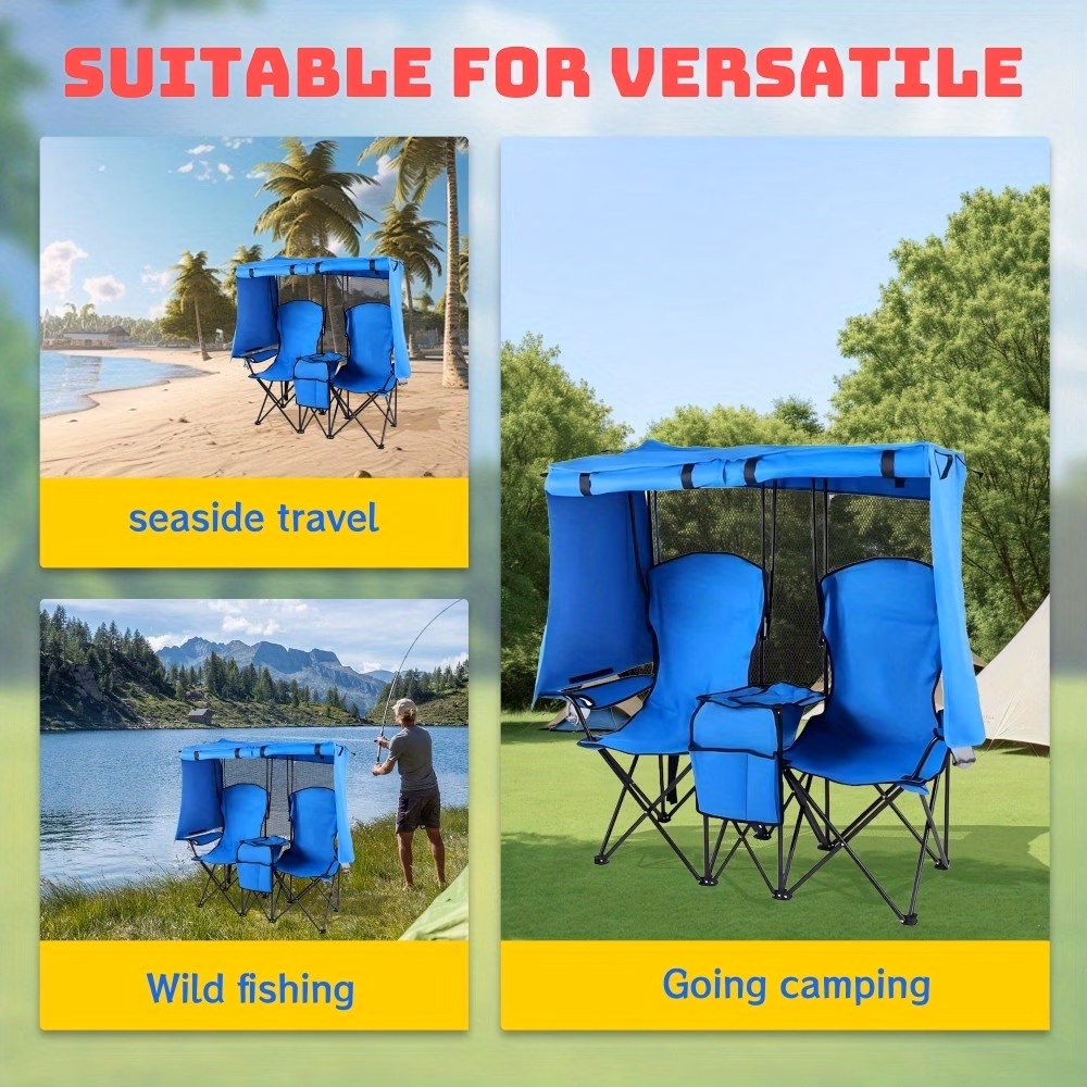 foldable single double chair with canopy side table portable relax seat for patio camping outdoor party picnic daily leisure accessory Product details 2