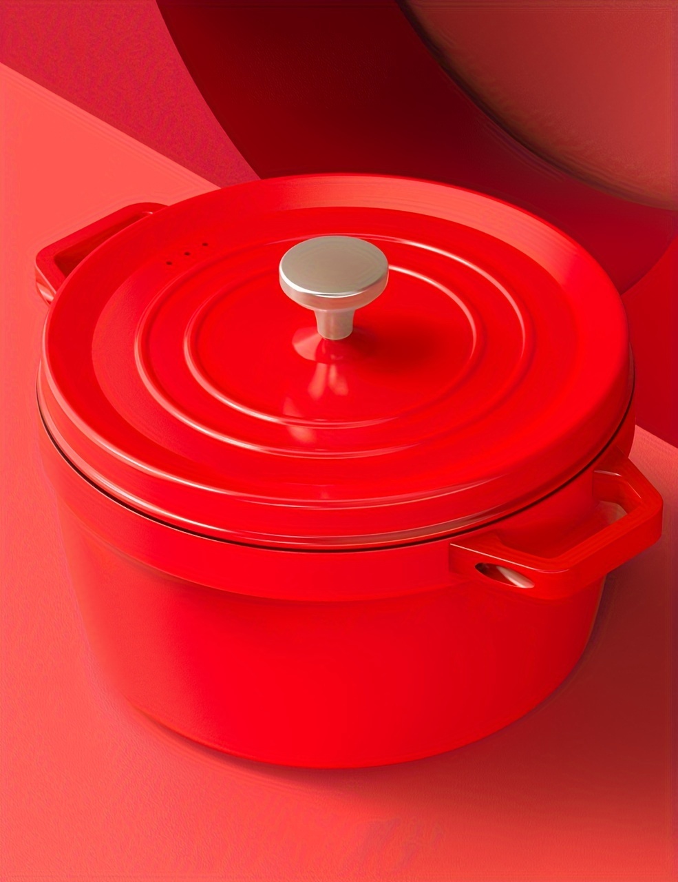 1pc red cast iron dutch oven 9 4in 24cm non stick multi purpose pot 4l for gas electric stove kitchen cookware details 4