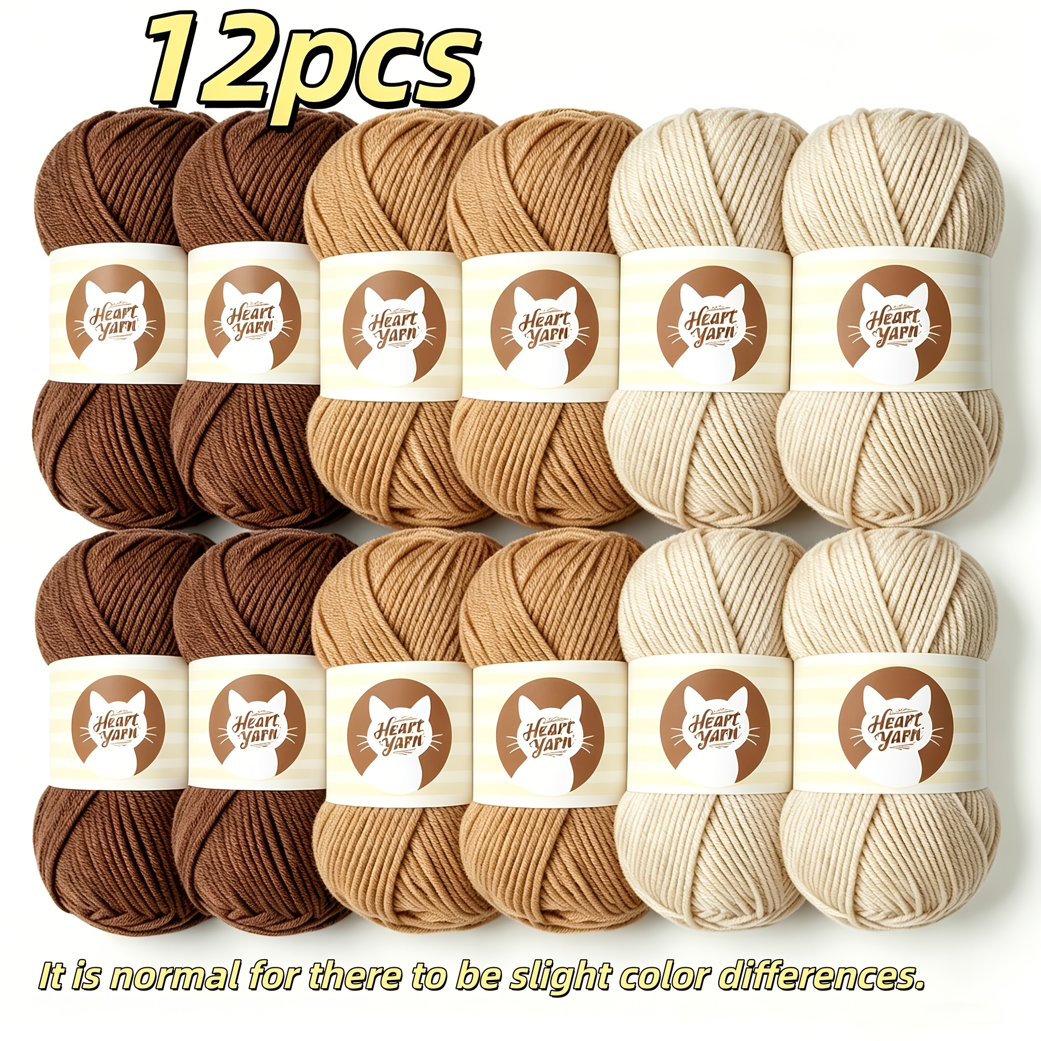 TEMU 12pcs Three- Knitted Yarn, -knitted Thread, 300g Weight, Suitable For Knitting Scarves, Coasters, Blankets, Bags, Sweaters, Etc