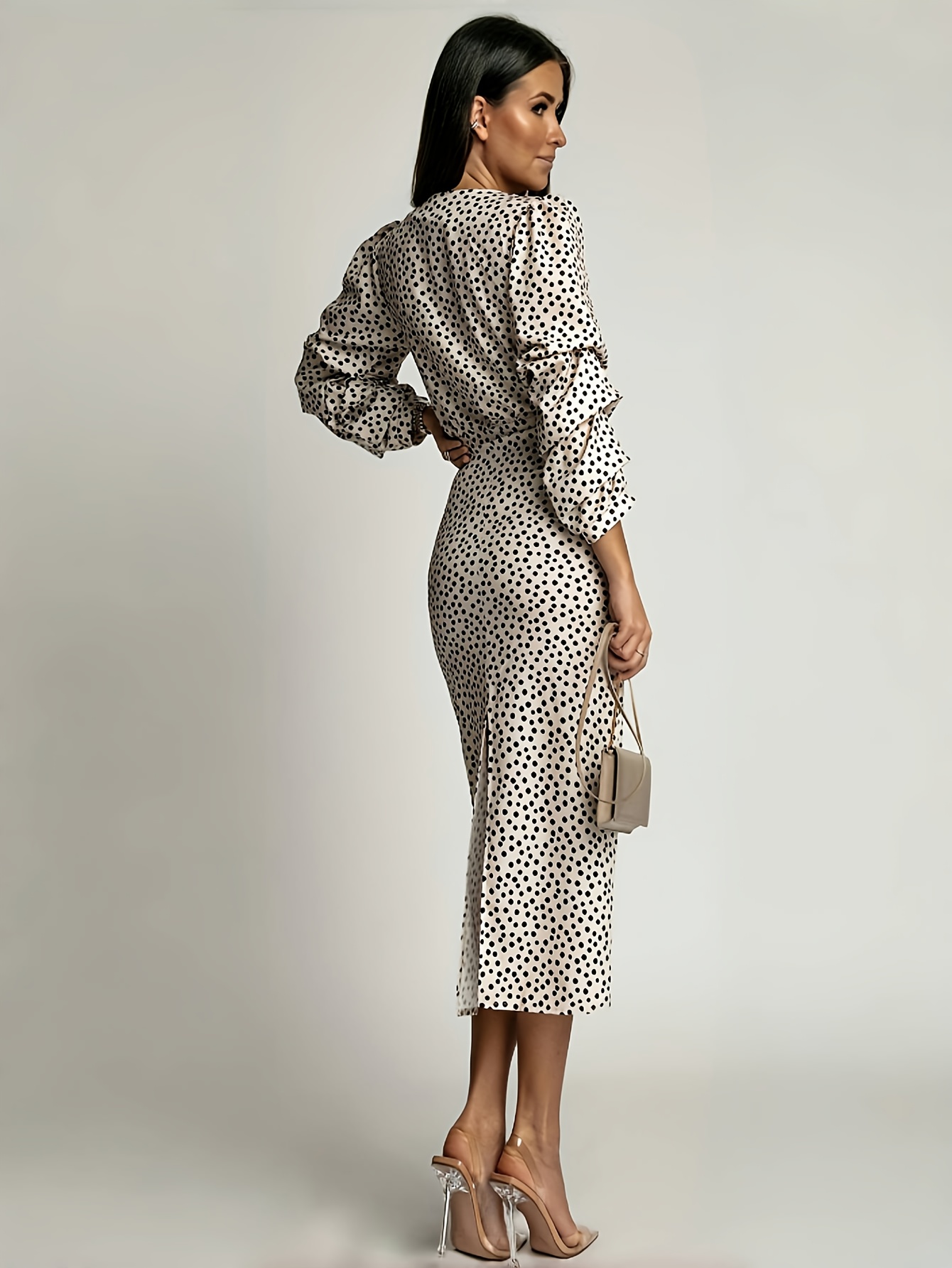 princess polly baby blue dress Bowie polka-dot linen and cotton midi dress in yellow - Posse
