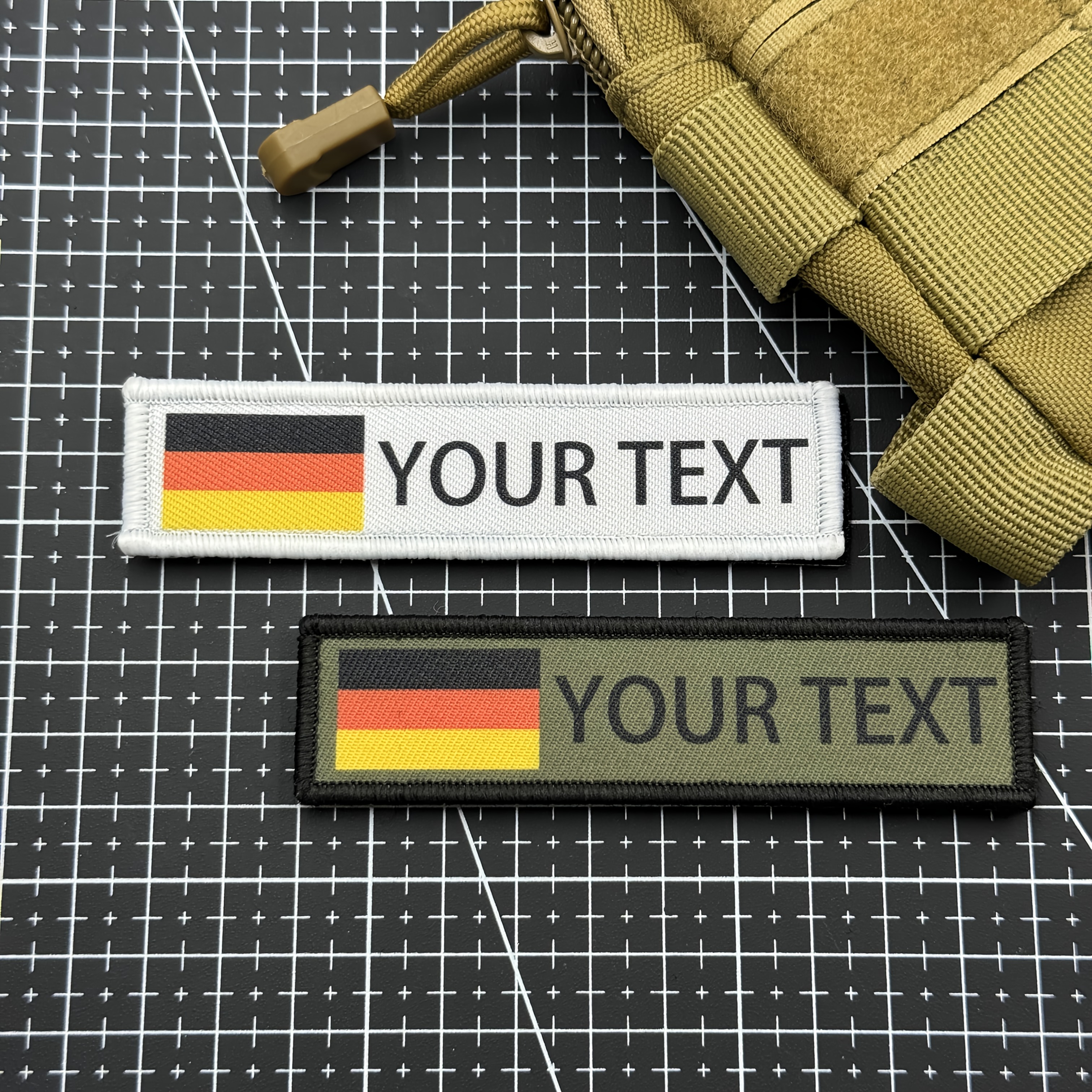 2pcs Customizable Germany Flag Patches - Personalized Name Text, Backing For Uniforms, Vests, Gear Customization, Text Design ()