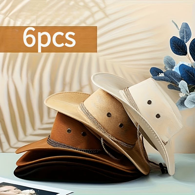 TEMU 6pcs Set Of Party Hats, Durable Cowboy Hats, Suitable For Birthdays, Halloween, - Unisex Cowboy Accessories, Event Party Supplies, Holiday