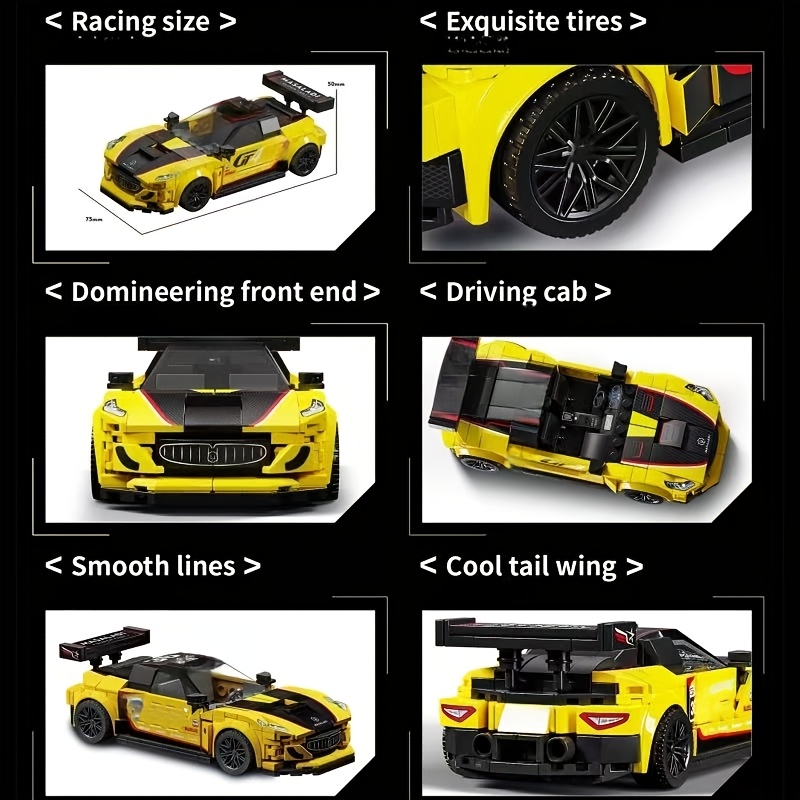 Yellow Sports Car Building Blocks, Supercar Model Gift