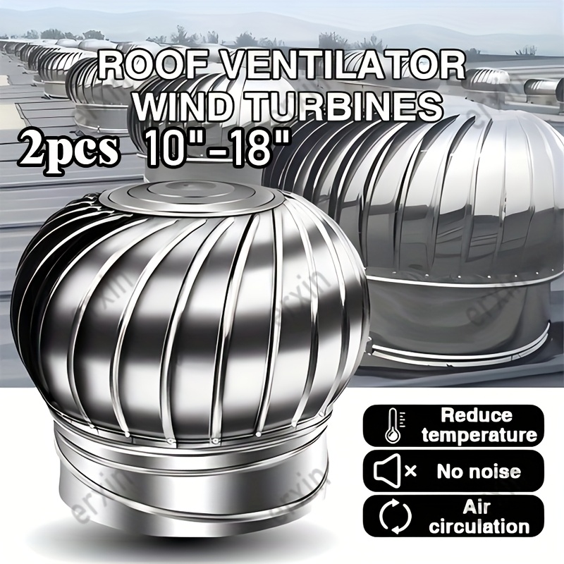 imagen del artículo 2 piezas ventilador de techo de acero inoxidable para residencial e industrial, turbina     bird sin energía - 10-18 (250mm-450mm) para ventilación de  