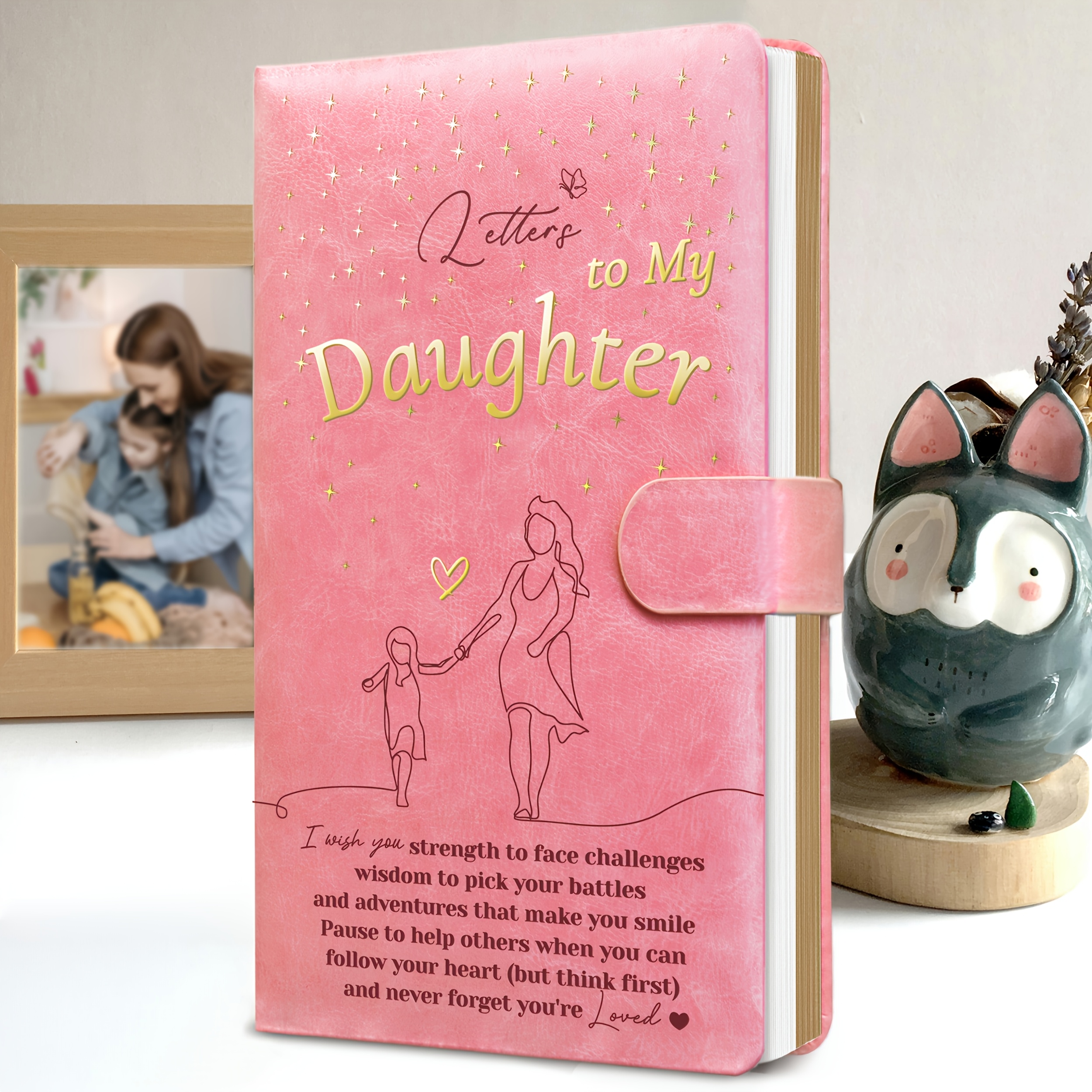 E-shop An meine Tochter Kunstleder Journal | 136-seitiges Notizbuch von Mama/Papa | Rosa Geschenk für Geburtstag, Abschluss, Weihnachten