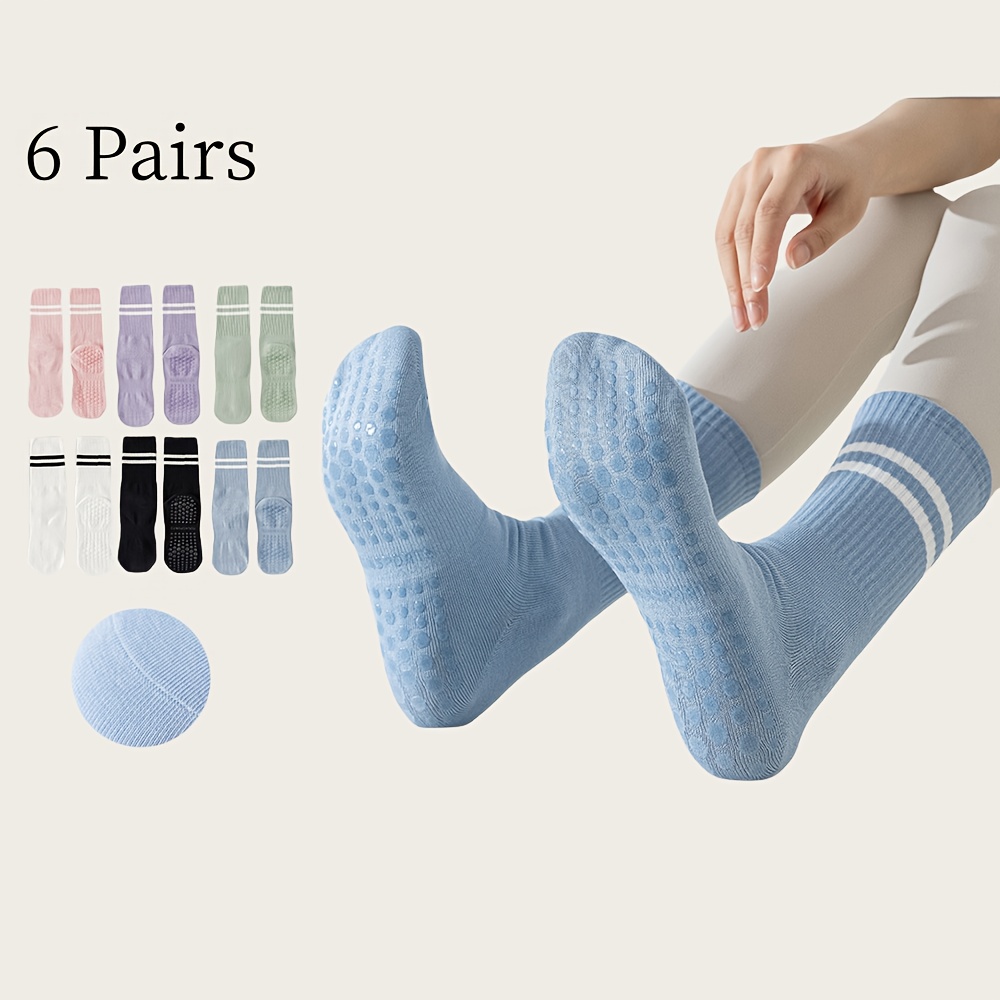 E-shop 6 Paar Damen Professionelle Rutschfeste Yogasocken & Indoor-Fitness-Plankton Sportsocken, Geeignet als Geschenke für Sportbekleidung