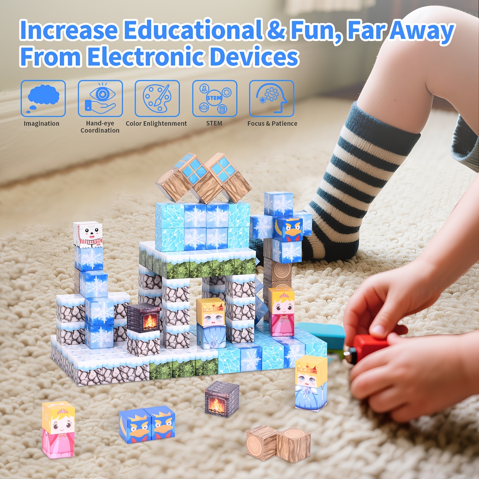 100pcs Magnetic Building Blocks Toy, Ice and Snow Castle Theme