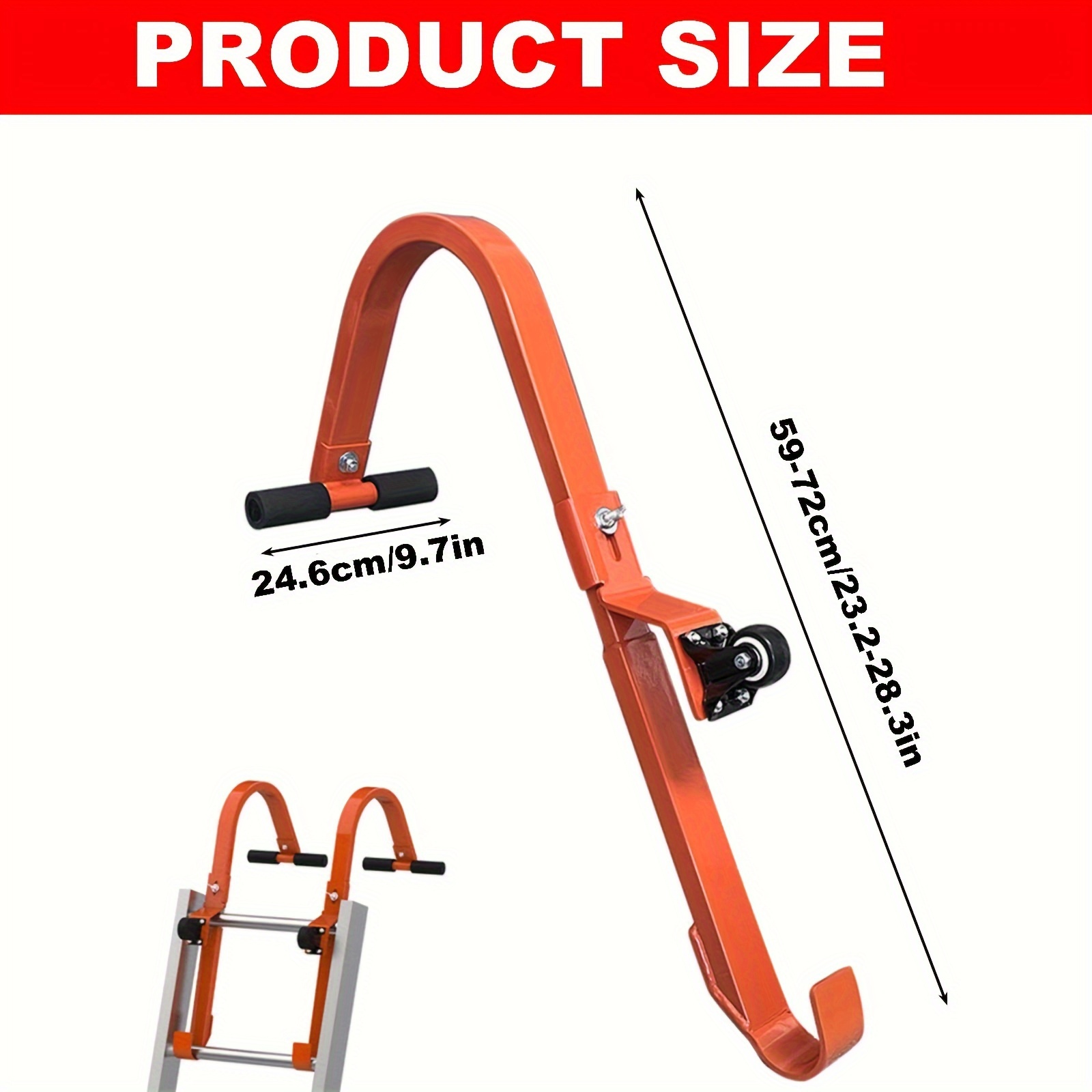 Ladder Roof Hook with Wheel, Heavy Duty Extension Ladder Stabilizer, Roof  Ridge Extension, T-Bar Rubber Grip for Damage Prevention,Ladder Hooks Two
