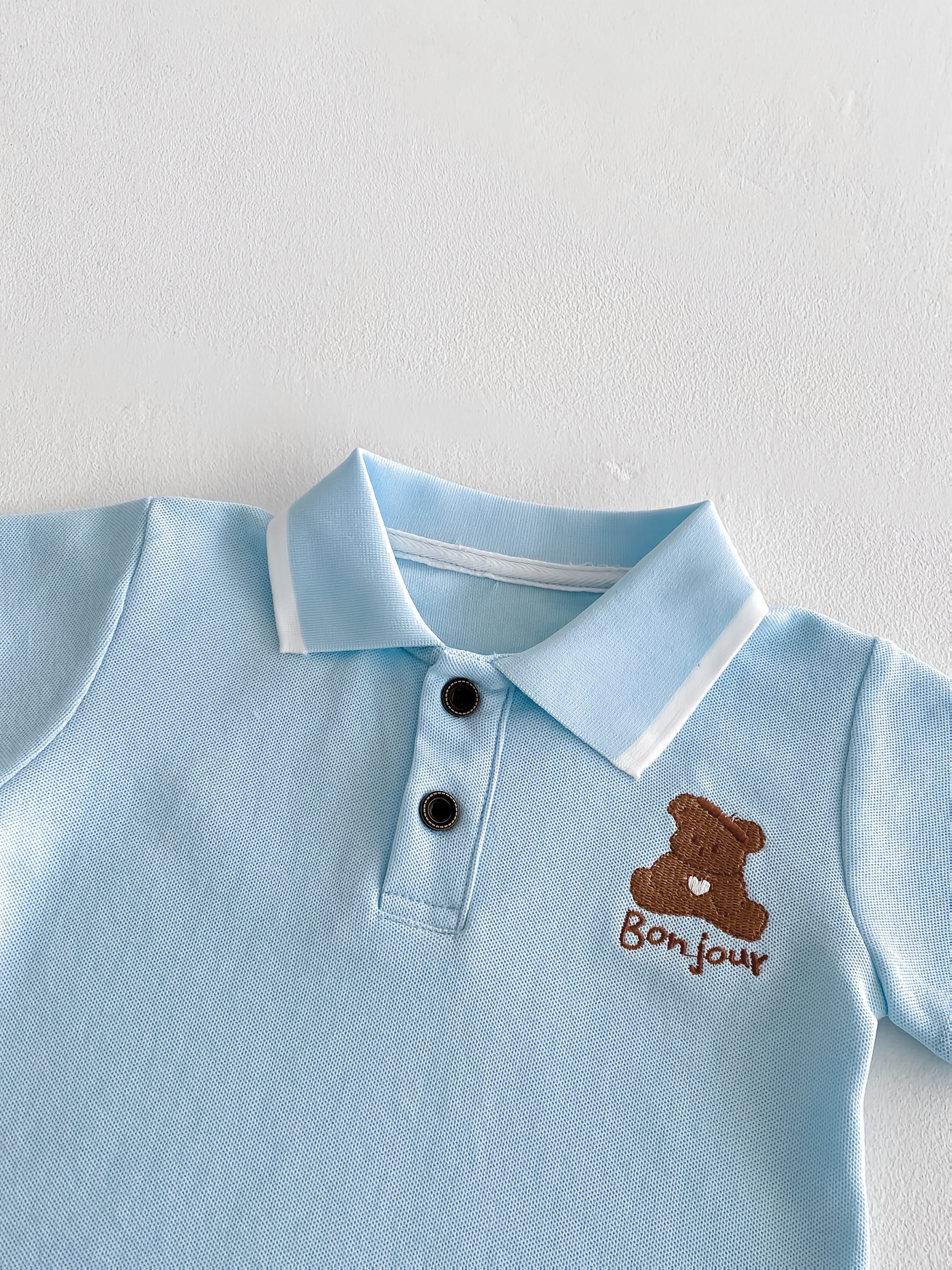 Cartoon Polo Shirt And Pleated Dress Set for Baby Girls in a Collegiate Style, for Outdoor