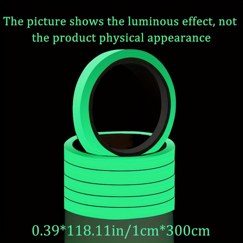 Ruban Phosphorescent - 3m*1cm Auto-Adhésif, Imperméable & Résistant aux UV, pour Escaliers, Murs, Voitures Extérieures & Décorations de Fête, Options Multicolores (1 Rouleau)