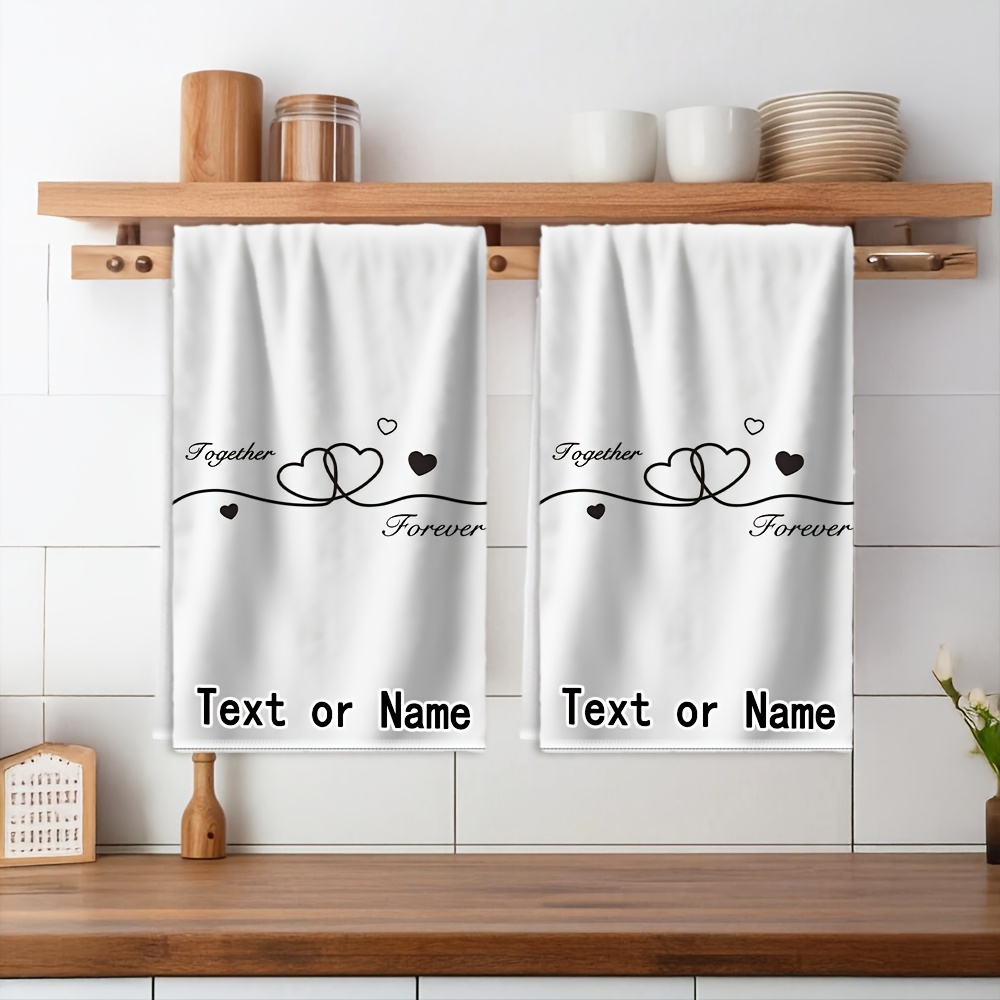 TEMU Customized, 2pcs, Bathroom Towels That Can Have Names Or Text Printed On Them, Featuring A Heart-shaped Line Decoration Theme. Exquisite Towels,