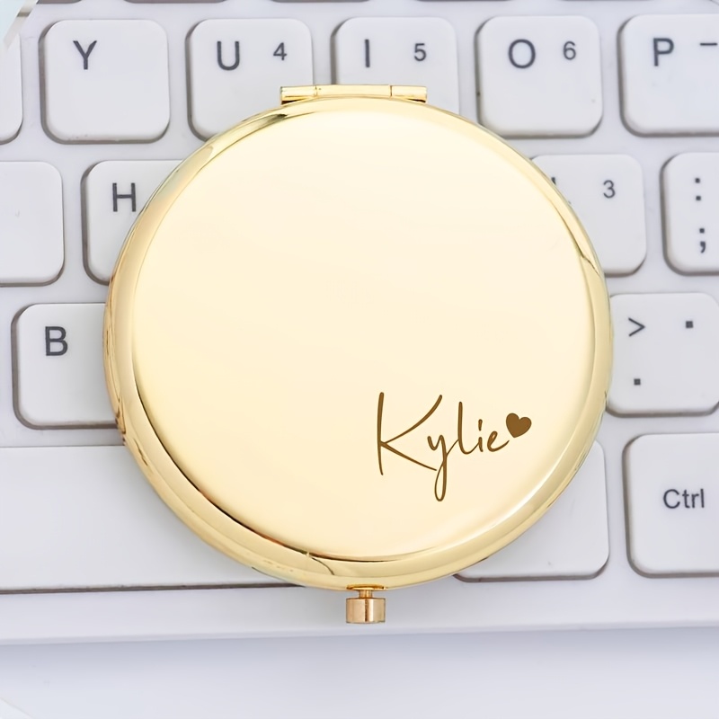 TEMU Personalized Heart-shaped Mirror With Custom Name/text Engraving - Portable Suitable For Wedding/bridesmaid/bride Gifts, Mother's Day Gifts,