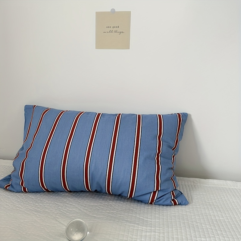 Simple Striped Bed Pillowcase, Suitable For Bedrooms And Dormitories