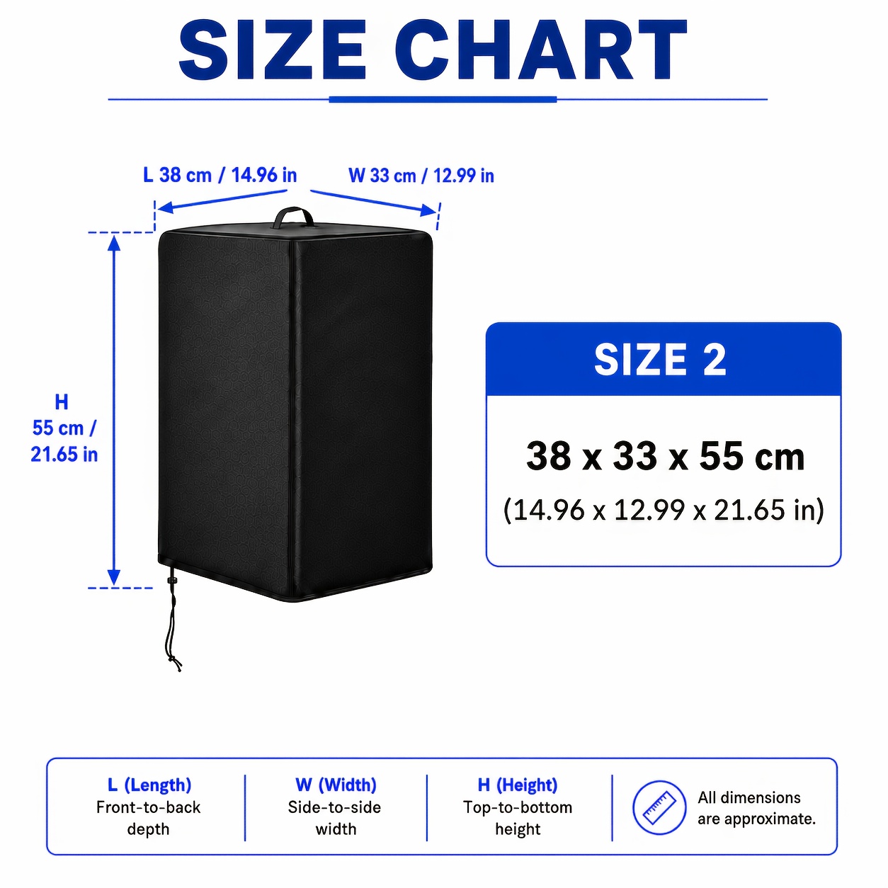 TEMU Housse de Haut-parleur de Sonorisation - 4 Tailles Disponibles (Noir), Tissu Oxford 300D Épais, Partie Inférieure avec Cordon de Serrage, pour