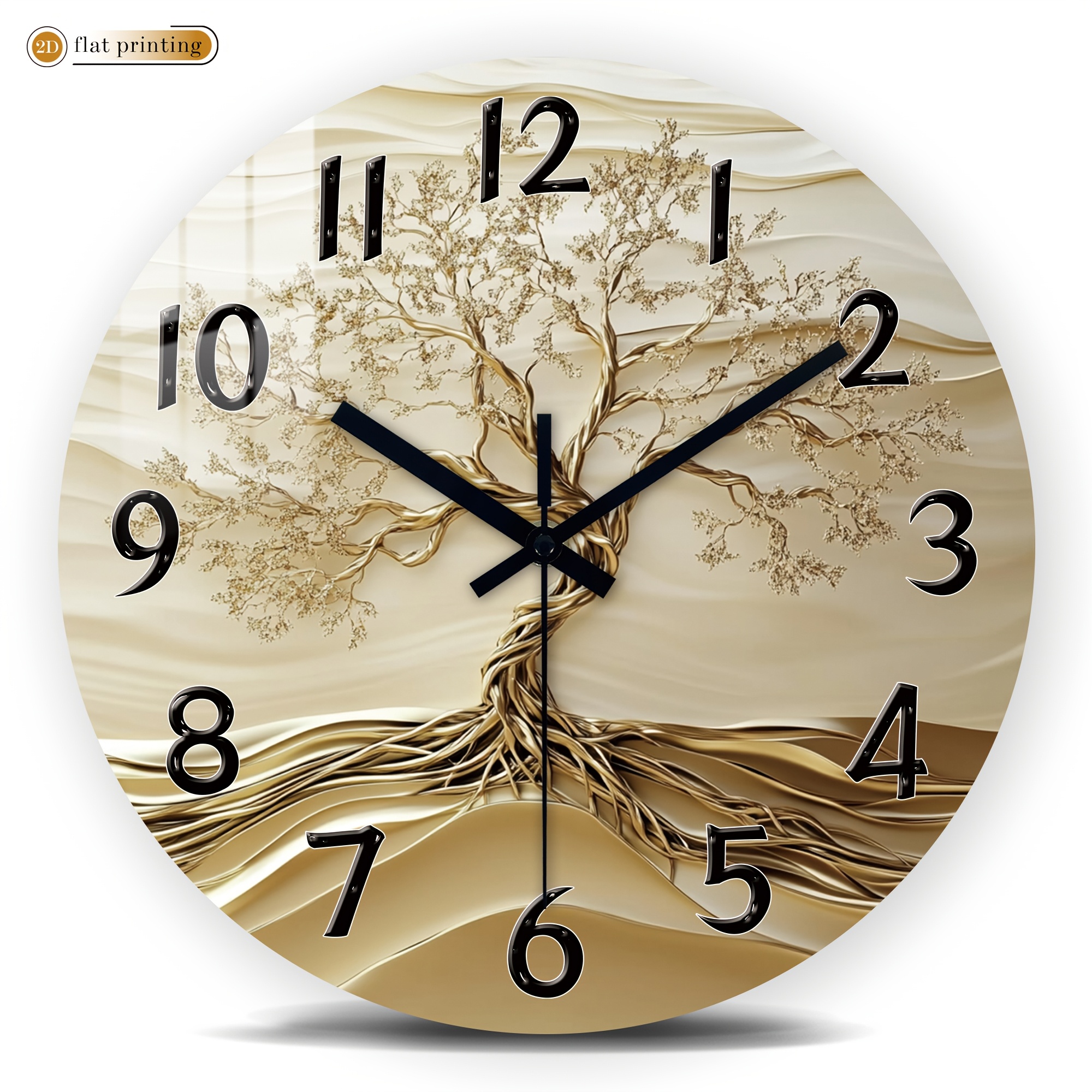 TEMU Orologio da parete Albero della Vita, sagomato, orologio da parete in legno per la casa - Orologio 2D piatto stampato silenzioso con secondi a ,