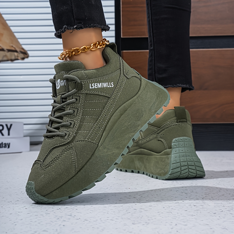 TEMU Sneakers, Women' S Retro Shoes, Low--protecting Thick Soles With High Elasticity And Heightening Effect, Durable, Suitable For Outdoor Off-road