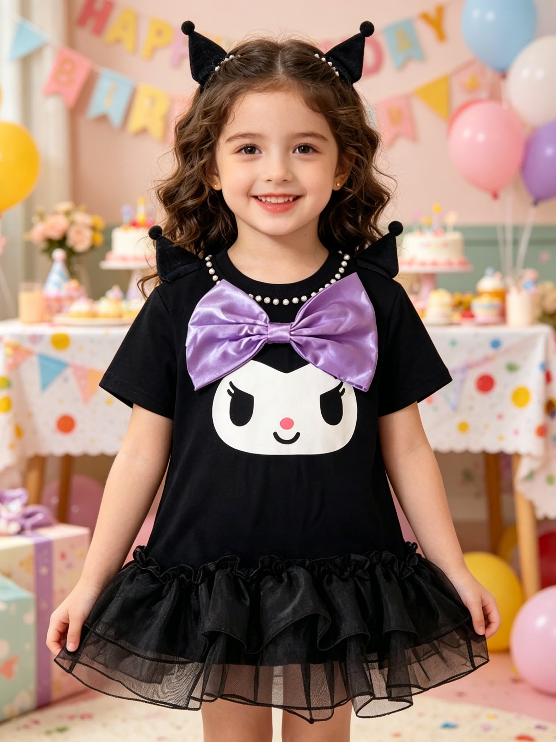 girls short sleeved dress cute cartoon print