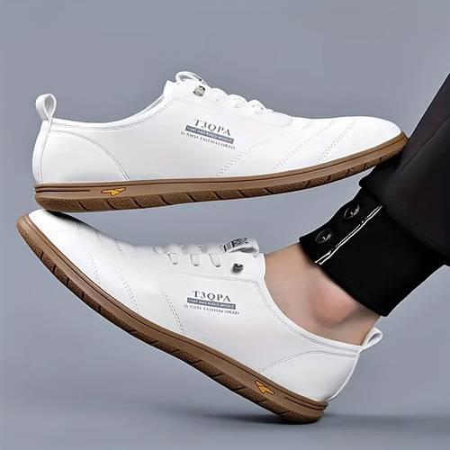 mens thin soled anti slip business casual shoes lace up low with pu upper rubber sole cushioned insole for versatile for office semi formal casual attire dressy shoes