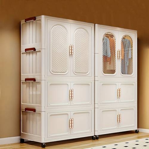 item picture multifunctional closet organizer with lid plastic storage bins closet organizers and storage cabinets collapsible clothes storage cabinet magnetic lock design cream color portable closets