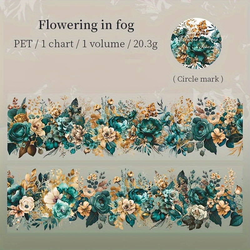 Vintage Floral Washi Tape, 200cm Roll - Waterproof Pet, Creative Journaling & Scrapbooking Supplies, Diy Phone Cases, Greeting Cards & Gift Decor