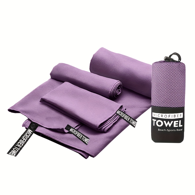 TEMU 3pcs Double Sided Camping Towel Set Ultra Absorbency Quick Drying Lightweight Compact Comfortable Breathable Mesh Storage Bag Included Sizes