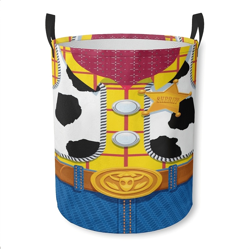 TEMU 1pc Laundry Basket, Foldable Cartoon Dirty Clothes Basket, A Foldable Round Container With A Handle, Made Of Polyester Material, Very Suitable