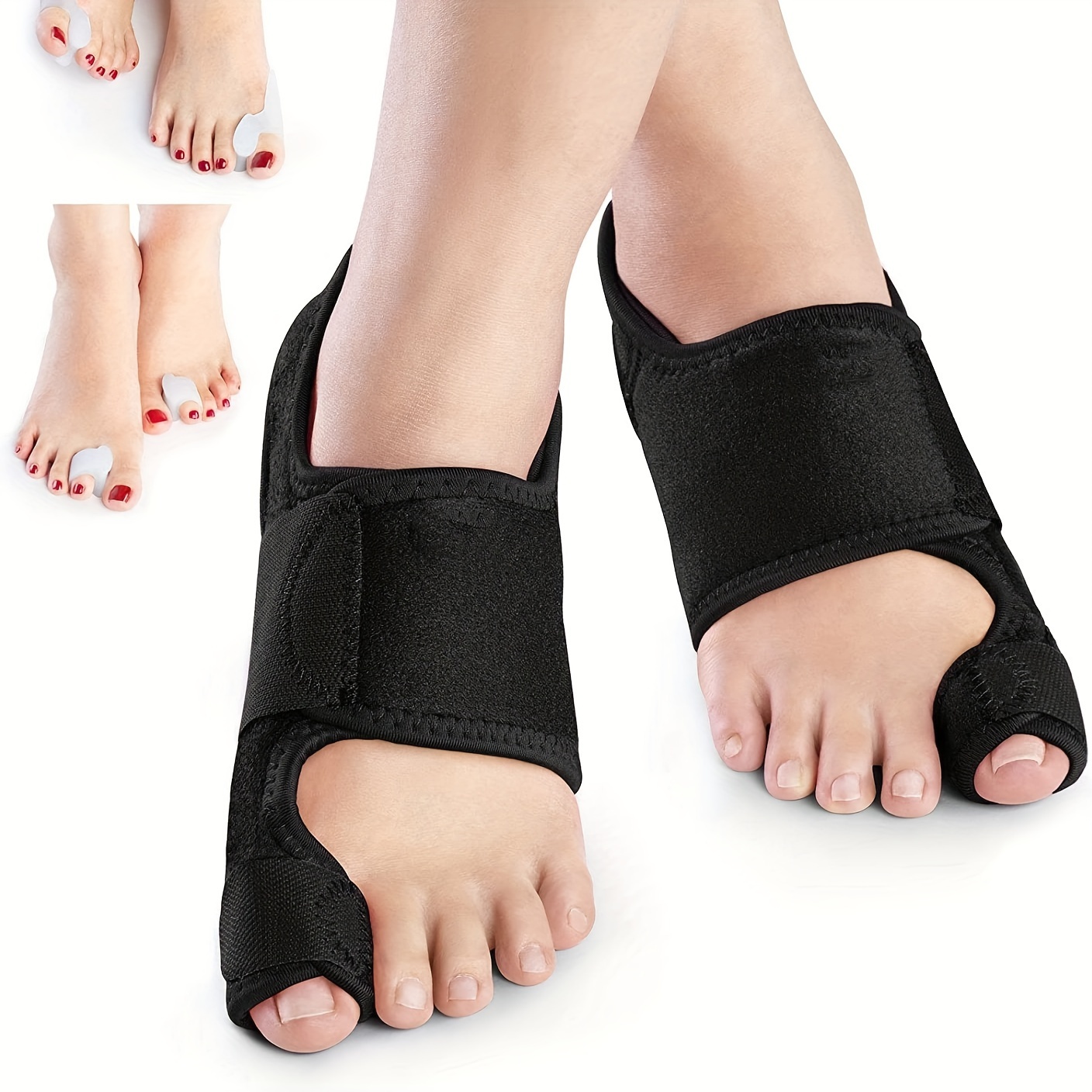 

1 Pair Toe Separator With Big Toe Splint Adjusted For Day And Night - Hand Wash Only - Gift For Day, Labor Day, Father's Day