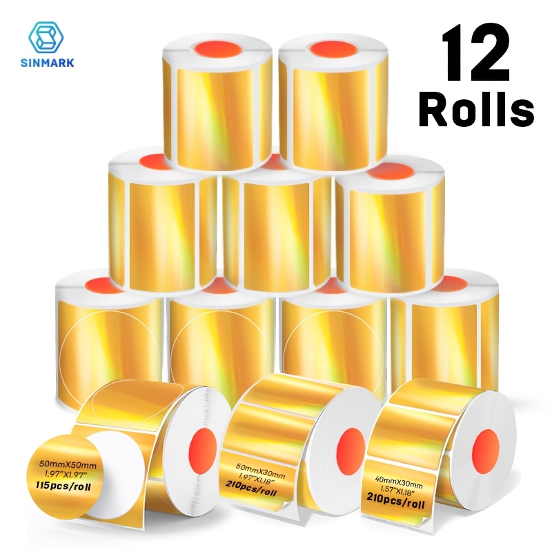 TEMU Sinmark 12 Roll Thermal Label Paper, Compatible With Sk20/sk35/sk45/m110/m221/m220, Suitable For Offices, Kitchens, And Schools, With Multiple