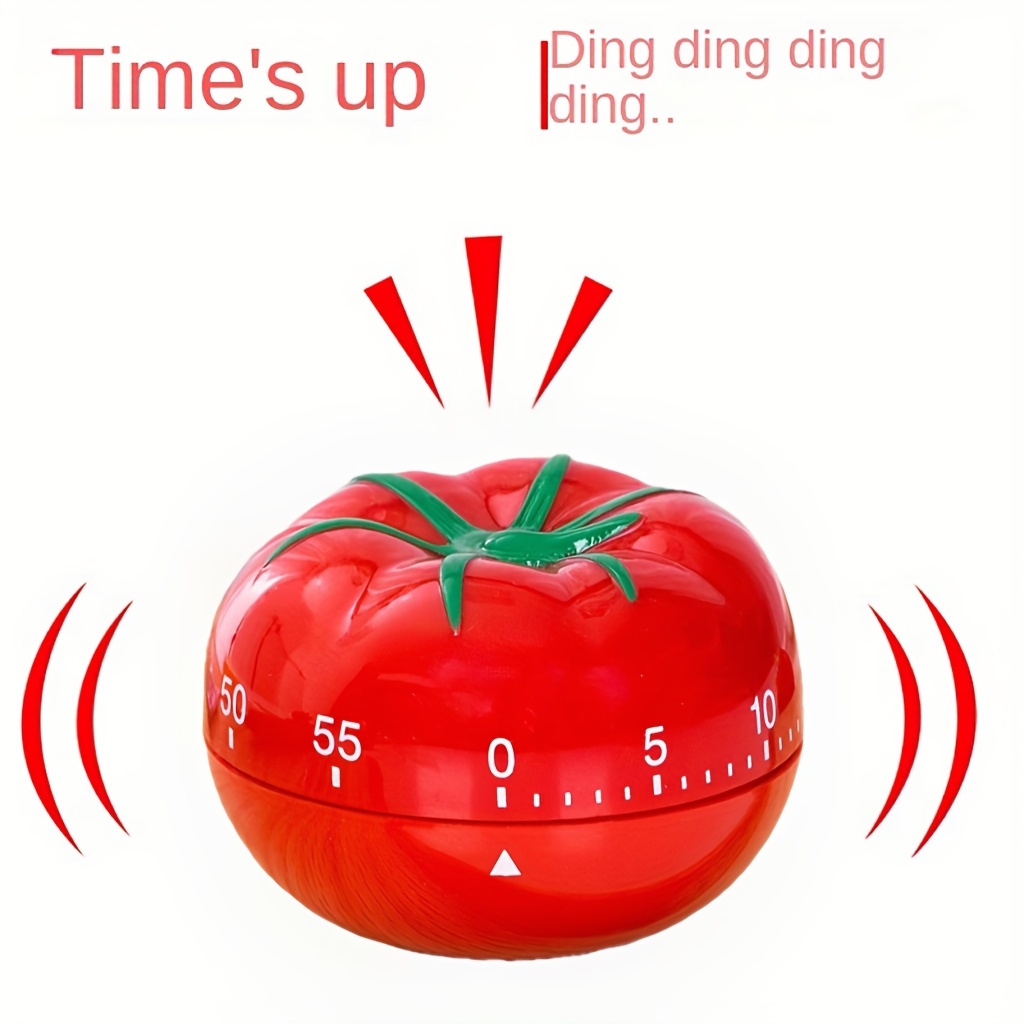 

Tomato Shaped Mechanical Kitchen Timer, Manual 60-minute Countdown Timer For Cooking, Study, Yoga, – Plastic, No Batteries Required, Rotating Dial Design