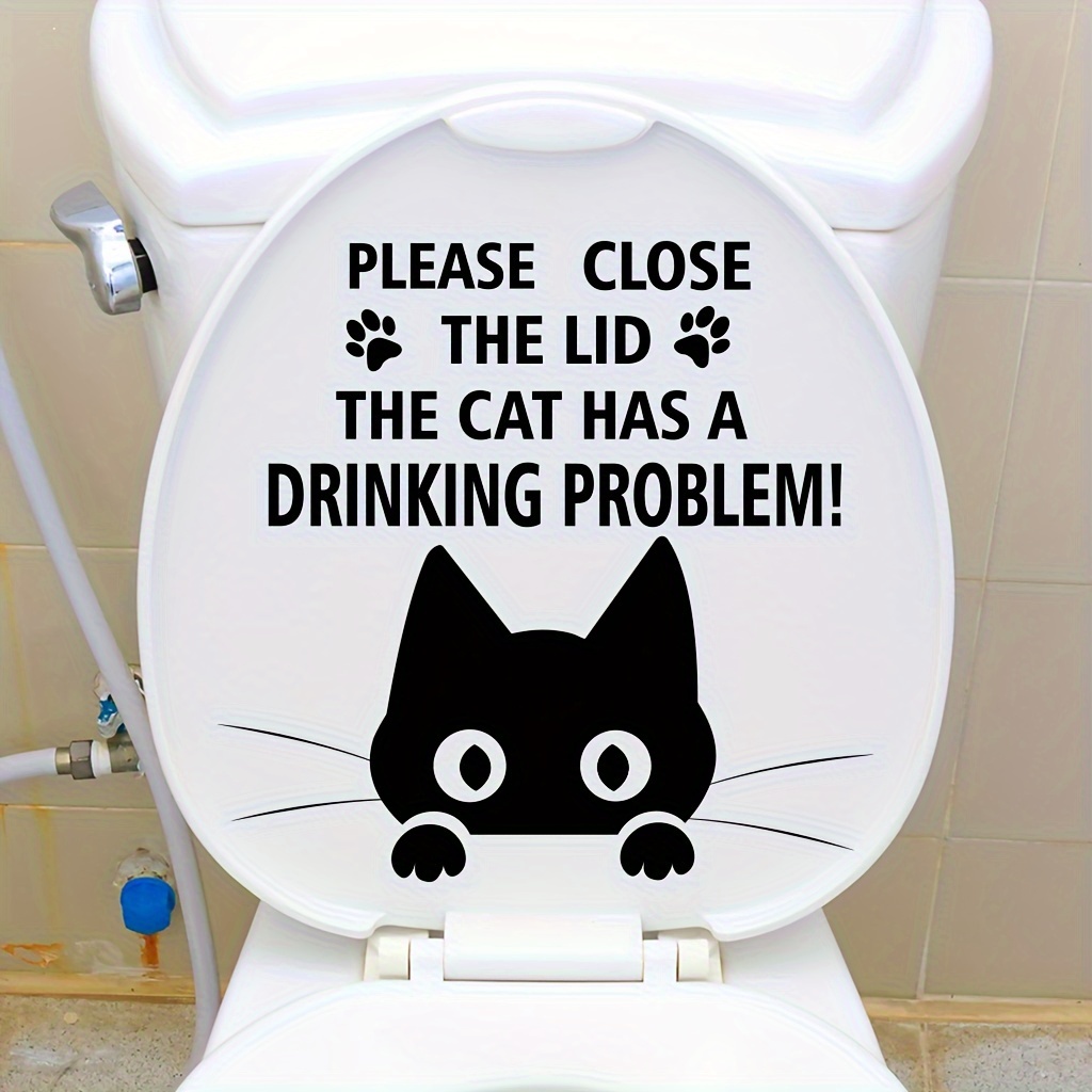 

Black Cat Toilet Seat Decal - 11.8" X 11.8" Pvc Bathroom Sticker, & Remove, Washroom Decor