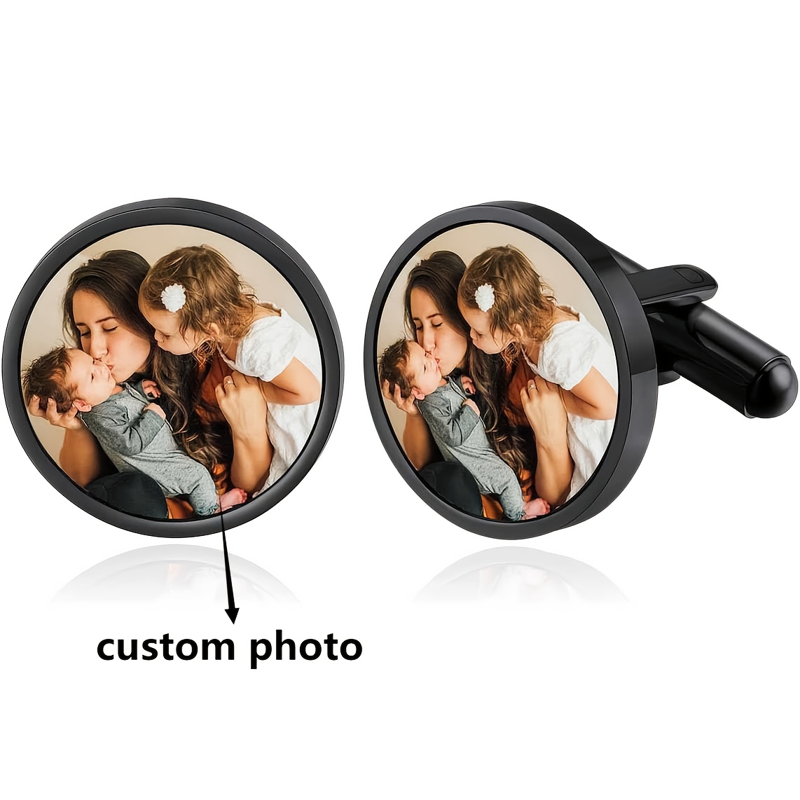 TEMU Custom Photo Cufflinks For Men - Personalized Wedding, Graduation, Father's Day Gift - High-quality Metal Cufflinks With Customizable Design -