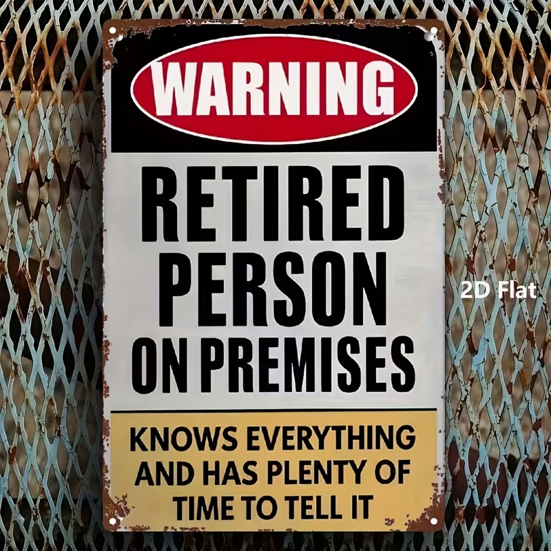 TEMU 2d Flat-printed Wooden Vintage-style "retiree Here" Warning Sign Wall Decoration, Featuring Humorous Retirement Quotes, Easy-to-hang Decorative