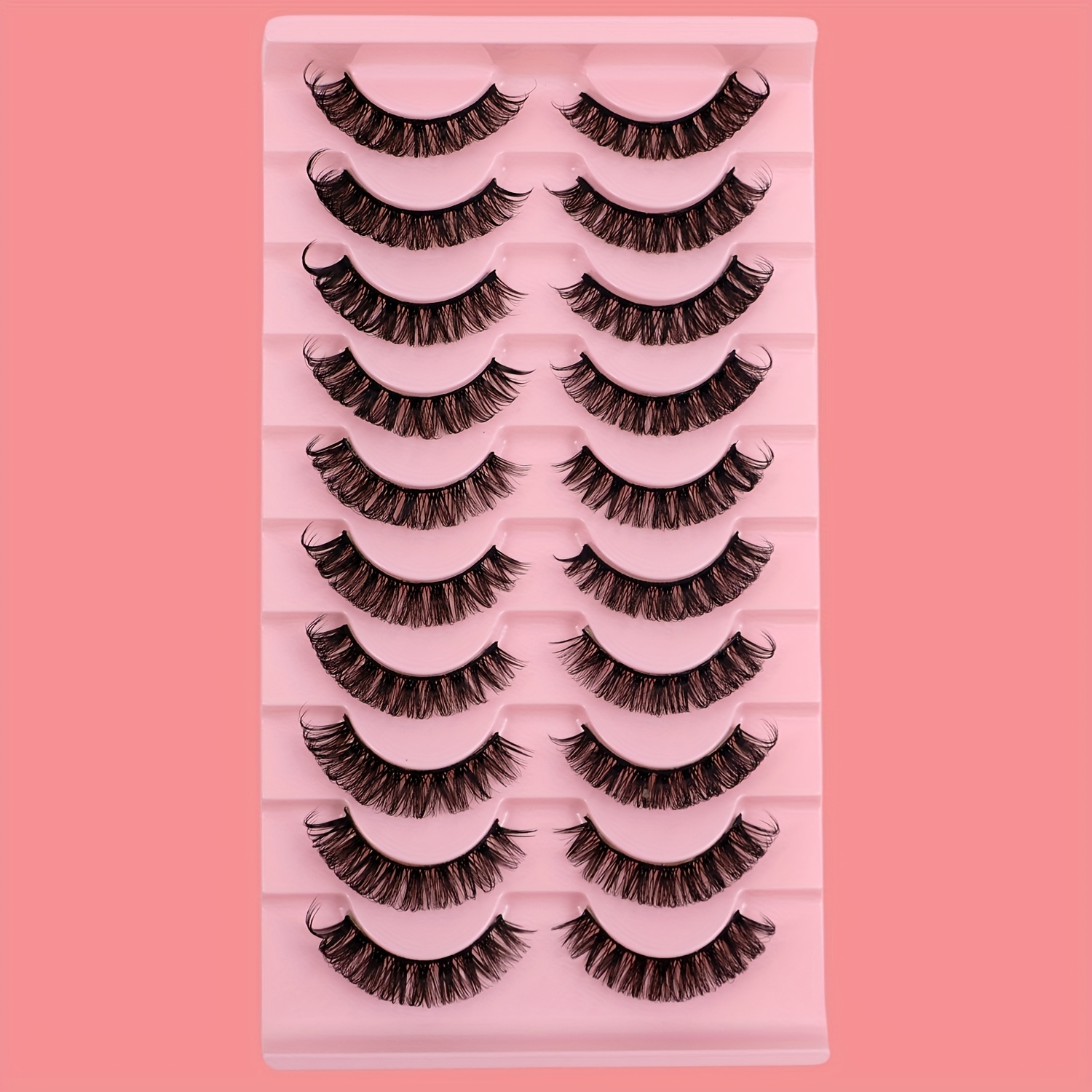 Image of 10 Pairs Soft Winged False Eyelashes, Lightweight, Curly, Natural Thick, Skin-friendly, Reusable For Beginners, Ideal For Cosplay, Anime, Doll