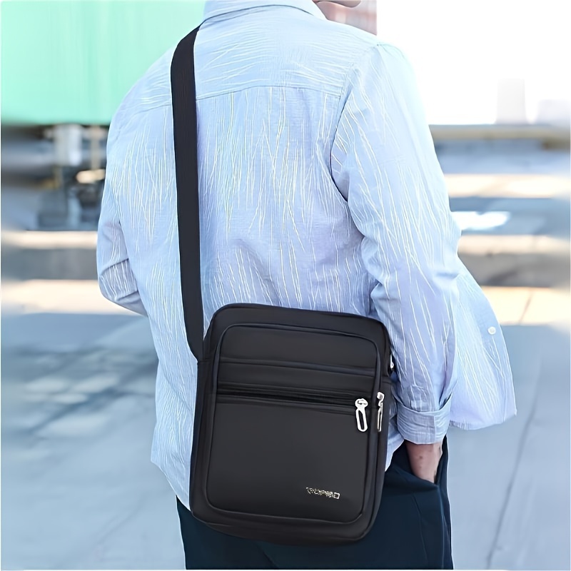 Image of Men's Nylon Crossbody Bag With Adjustable Strap - , Large Capacity, 6-layer Storage
