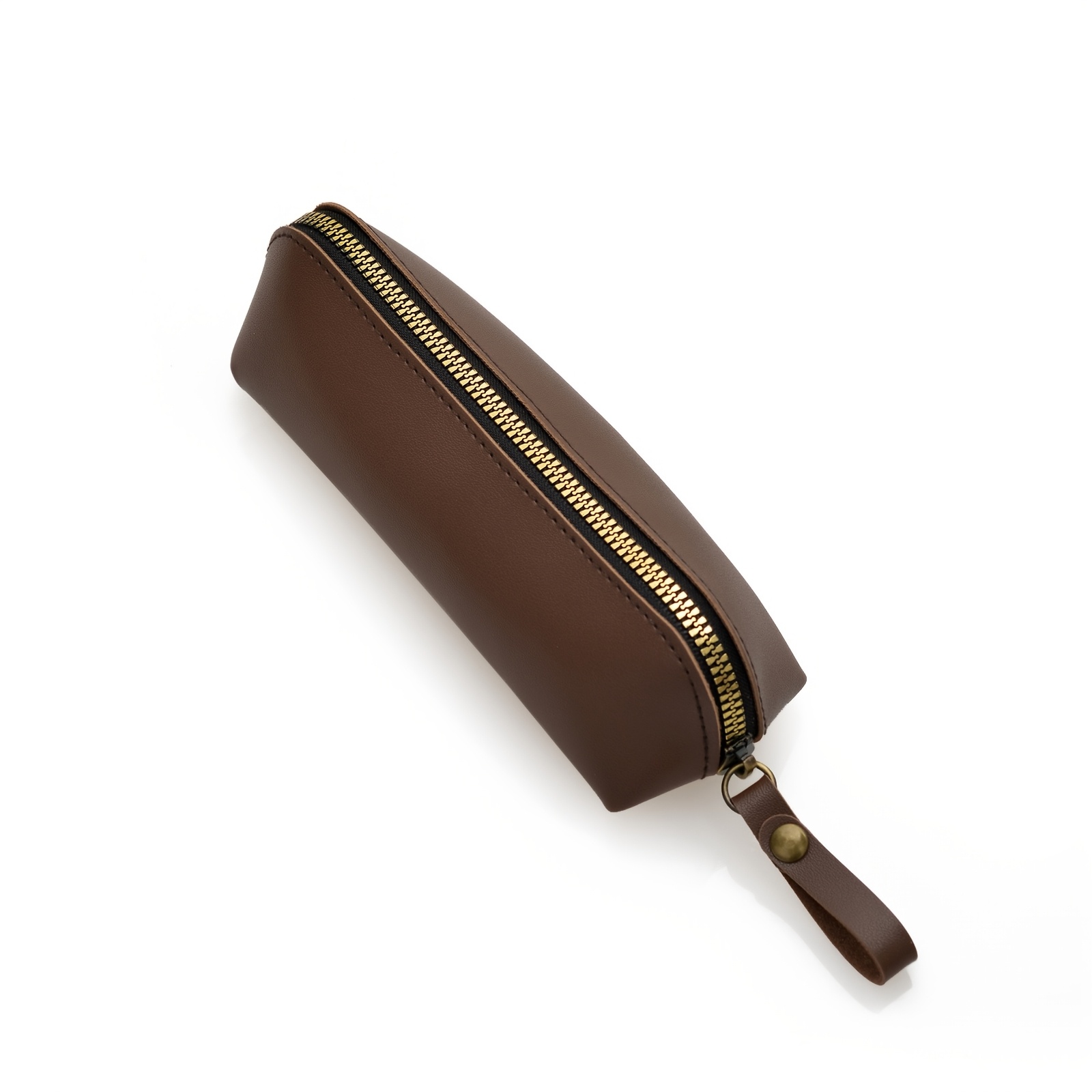 Image of Korean Fashion Pencil Case, Academy Style Vintage Faux Leather Pu Coin Purse Handbag Student Stationery Box Organizer Pen Case Bag