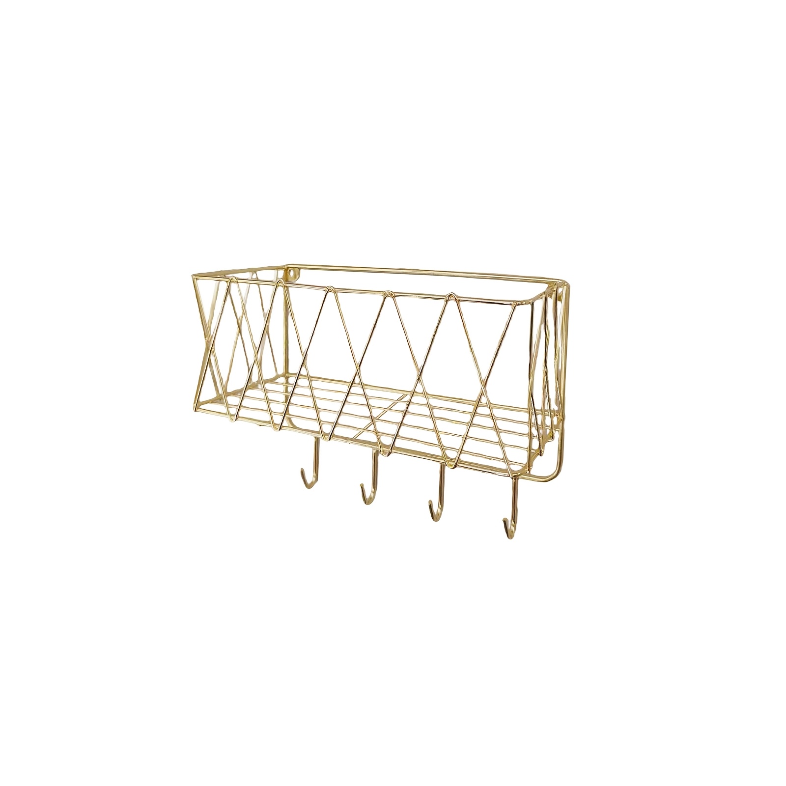 Image of Bathroom Toilet Organizer Punch-free Toilet Wall Storage Rack For Cosmetics Skincare Balls With Hooks Iron Hanging Shelf, Shelves