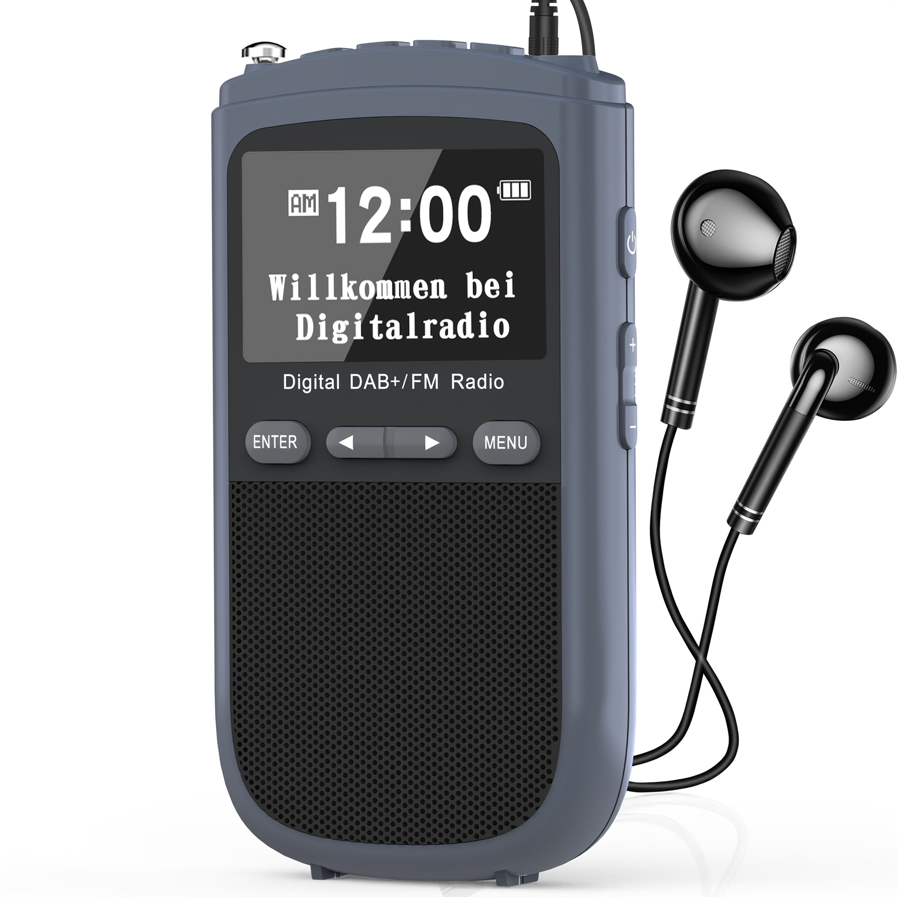 Portable Dab+ Small, Fm Radio With 1000mah Rechargeable Battery, 80 Stations, Headphone Jack, Lcd Display, Alarm Clock, Sleep Timer