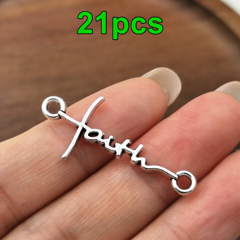 TEMU 21pcs Love Faith Connector Charms, Women's Fashion Pendant Charm, Handmade Necklace, Earrings, Bracelet, Anklet Additions, Bohemian Style,