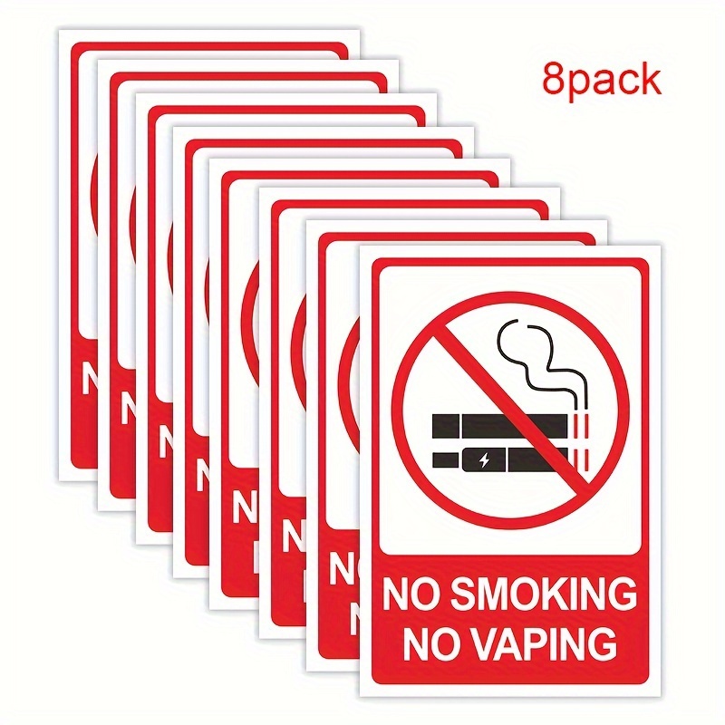 Image of 8pcs No Smoking Sign Stickers, Durable Self-adhesive Vinyl, Uv-resistant,, , Suitable For Indoor And Outdoor Use
