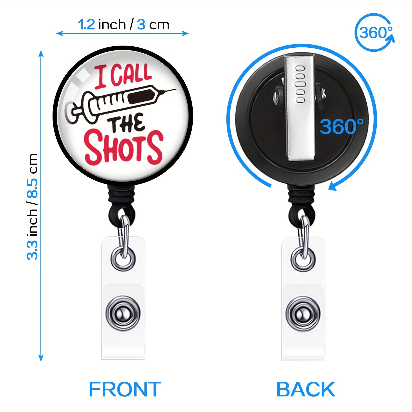YAZMEEN I Call The Shots Retractable Badge Reel with Alligator Clip Funny ID Badge Holder Funny Nurse Badge Decorative Badge Holder Clear Name Card