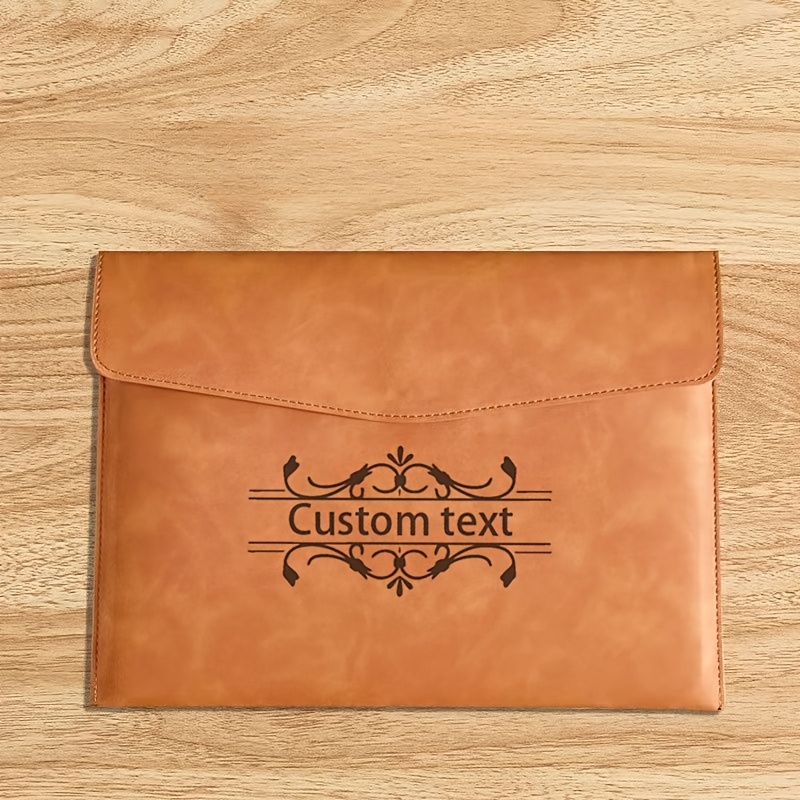 TEMU 1pc Personalized File Folder, Customizable Name/initials - Retro Business Folder, A4 Size, Suitable For , Receipts, Meetings, Office Supplies