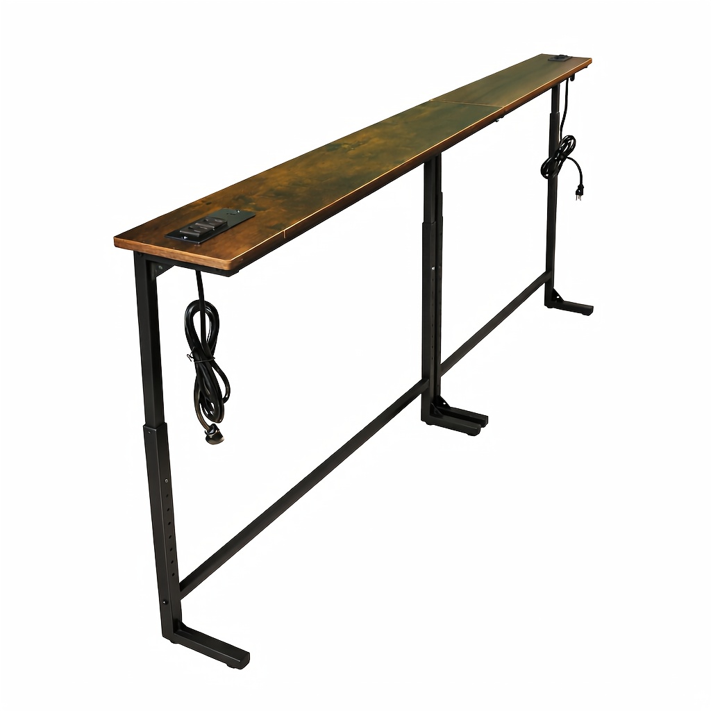 adjustable sofa side table for entryway 39 4 height adjustable desk with rustic   5 9   and 4 9ft power cable   home office living room or hallway use for convenient storage and  