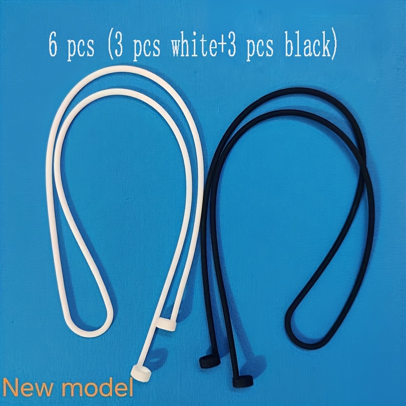 TEMU 6 pezzi (3 pezzi e 3 pezzi ) Cordino anti-smarrimento per cuffie, cinturino da in silicone per auricolari wireless - Anti-smarrimento, regalo
