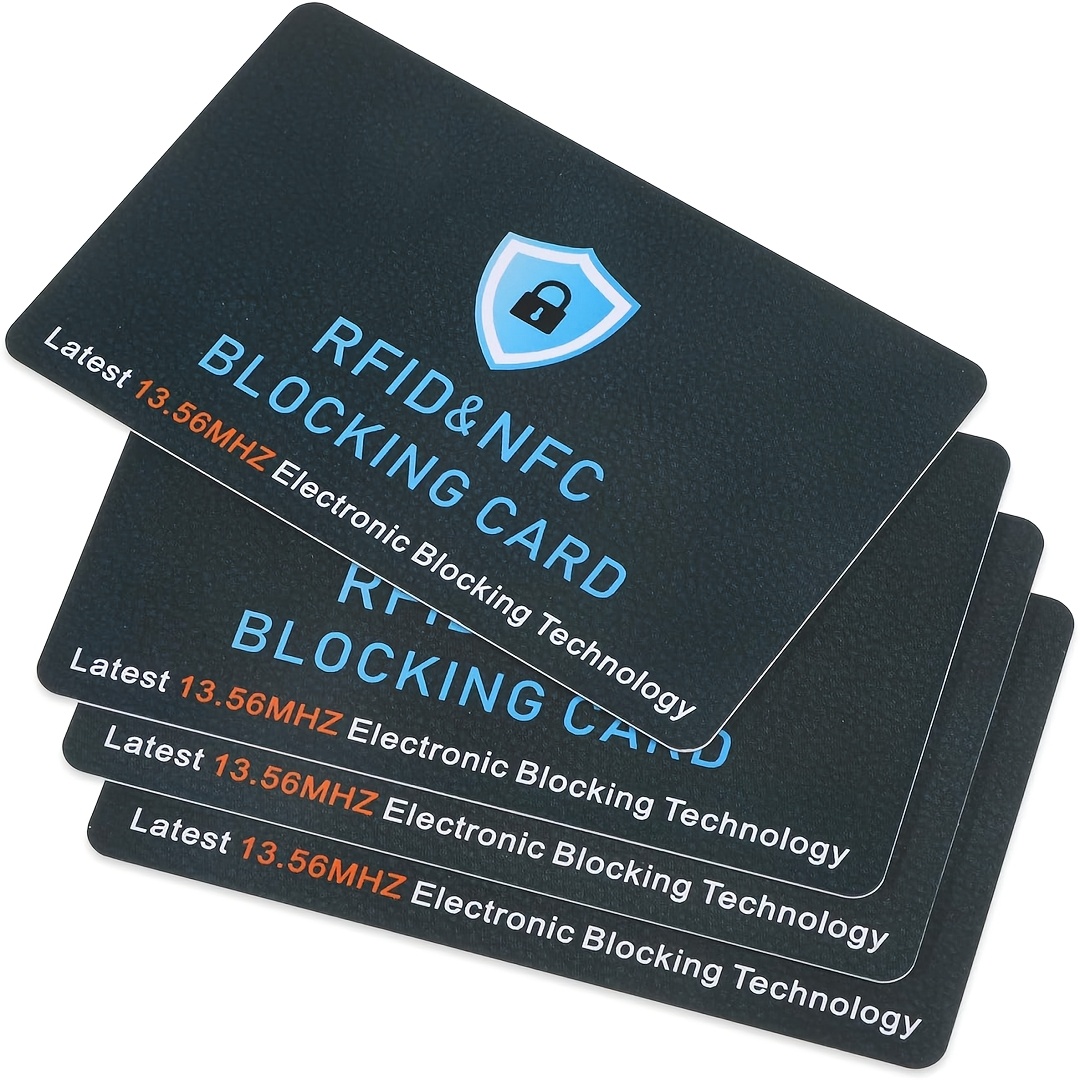 Image of 4-pack Rfid/nfc Blocking Cards, Bank Card Protector, Prevents Theft, Protects All Cards In Your Wallet, Suitable For Men And Women