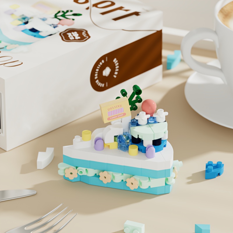 DIY Building Blocks Cake Set Strawberry Tea Party Playset