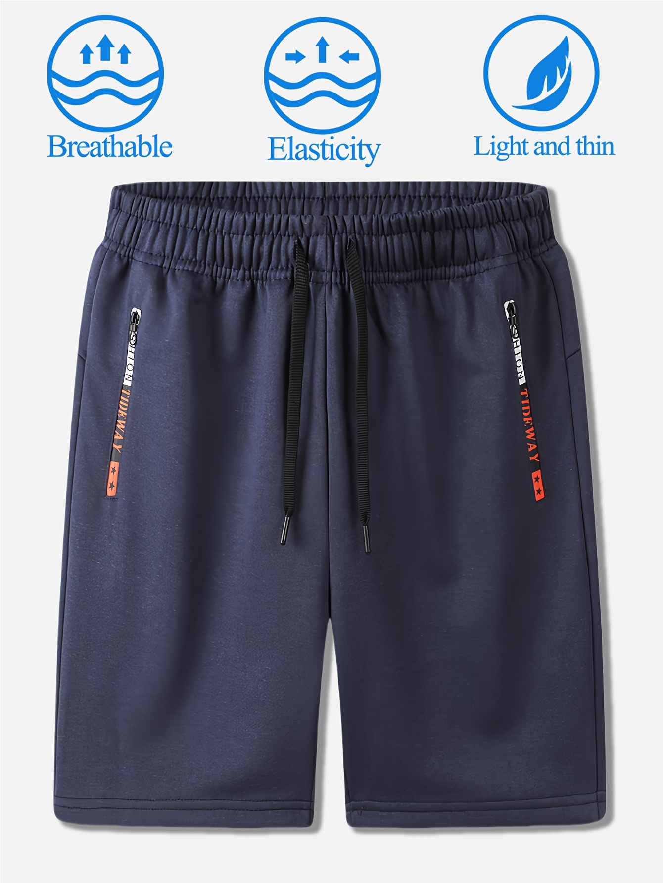 1pc Men's Breathable Knit Athletic Shorts with Elastic Waist & Zipper Pockets - Moisture-Wicking Workout Shorts for Running, Gym, Training, Beach - Multi-Color Options, Smooth Texture Fabric