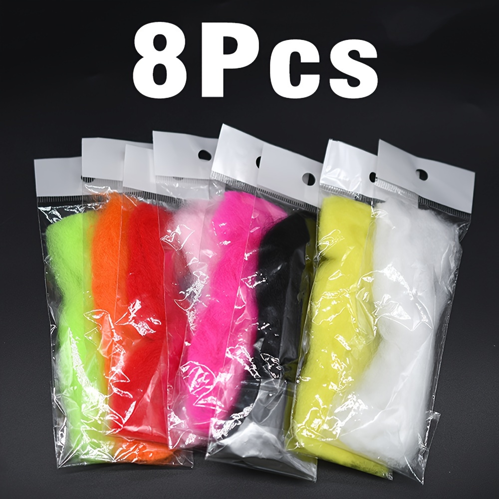 TEMU 8 Types Of Mixed Color Lure Fly Fishing Fiber Egg Hook Tying Materials, Egg Hooks, And Bait Fiber Tying Materials