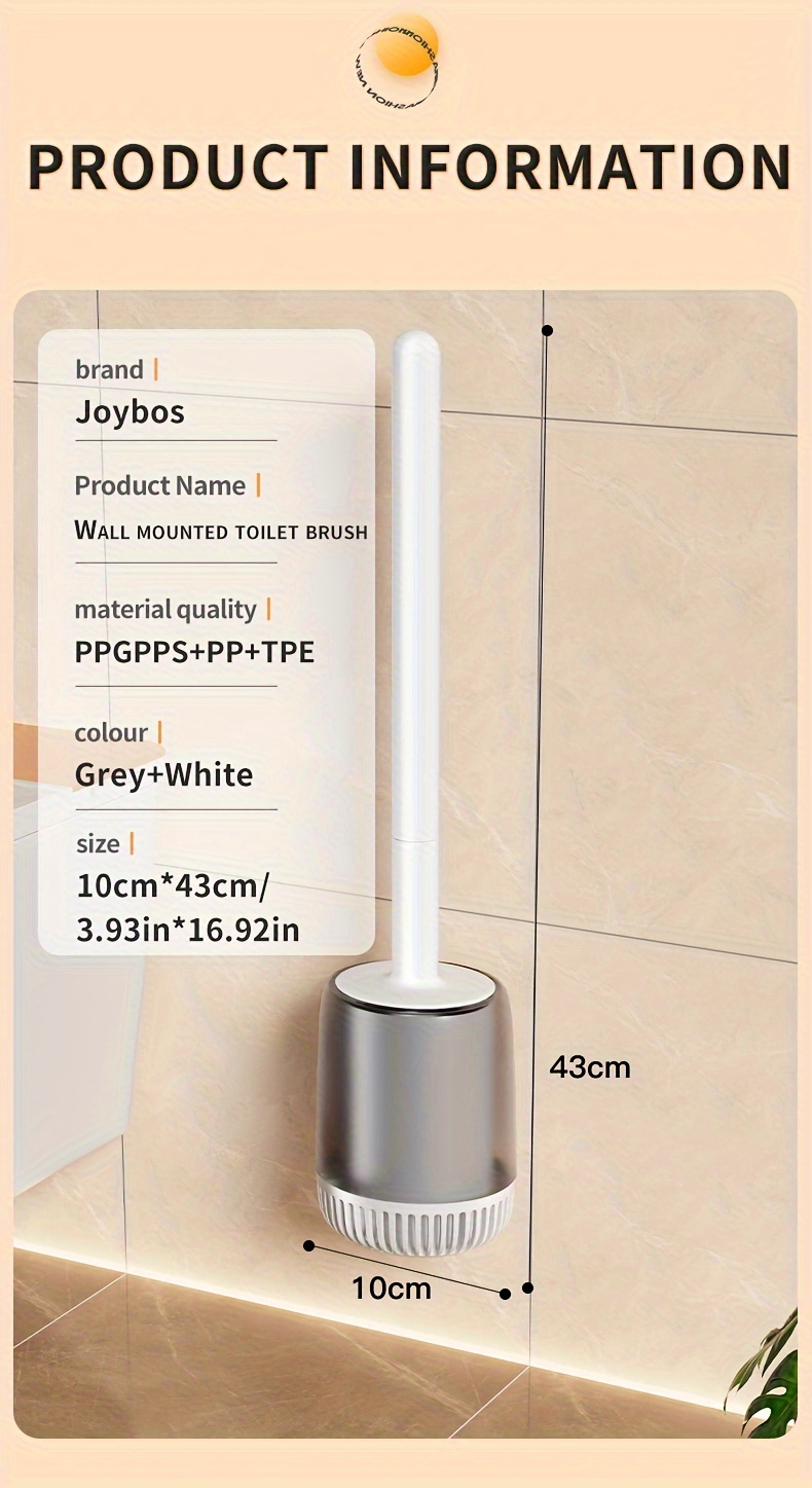 joyoas soft plastic toilet brush with multiple components reusable wall mounted suitable for toilet cleaning details 7